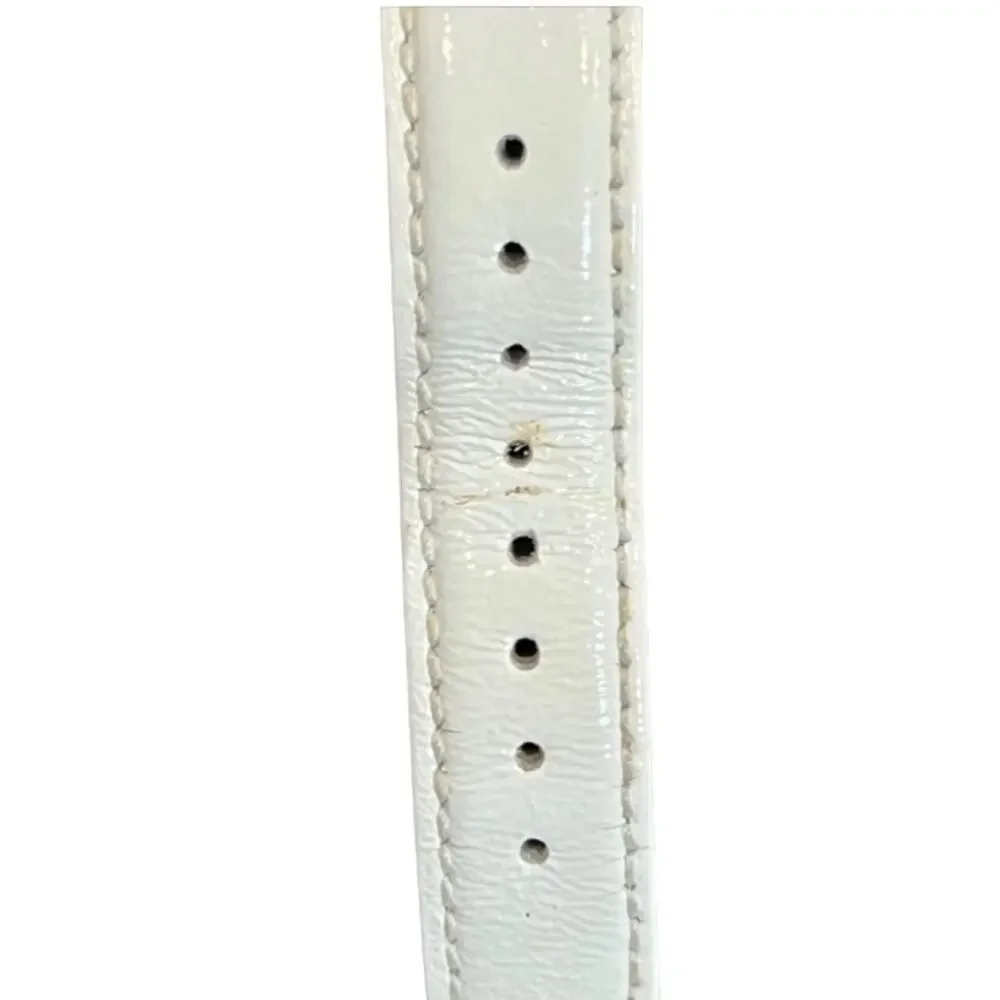 Juicy Couture Watch Rainbow Number Face Silver J Charm White Leather Strap